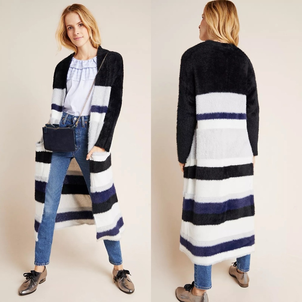 NWT Anthropologie Amadi Savannah Long Striped Eyelash Cardigan